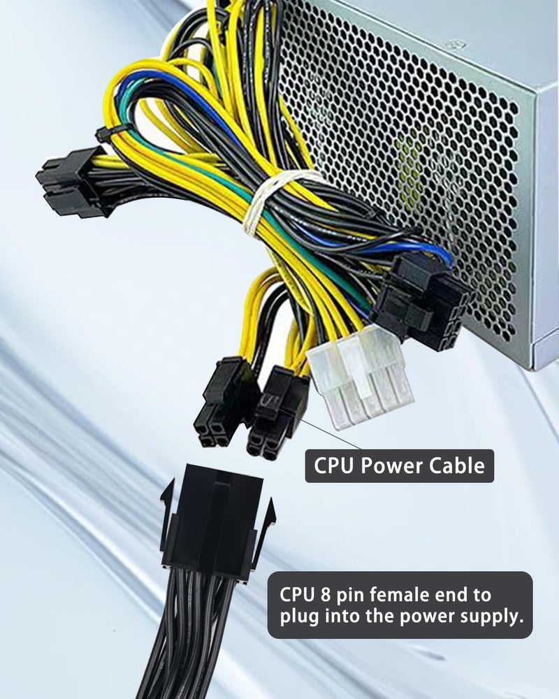 COMeap (2-Pack) CPU 8 Pin Extension Cable, Motherboard ATX CPU 8 Pin (4+4) Male to Female Adapter for Power Supply PSUs 9.5-inch(24cm) - Image 5